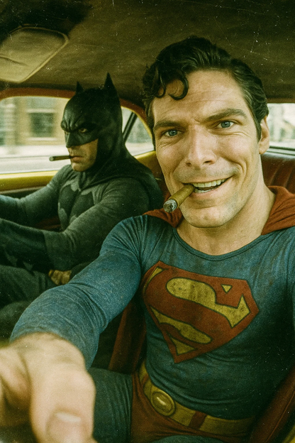 Chaotic Retro Road-Trip Selfie Prompt